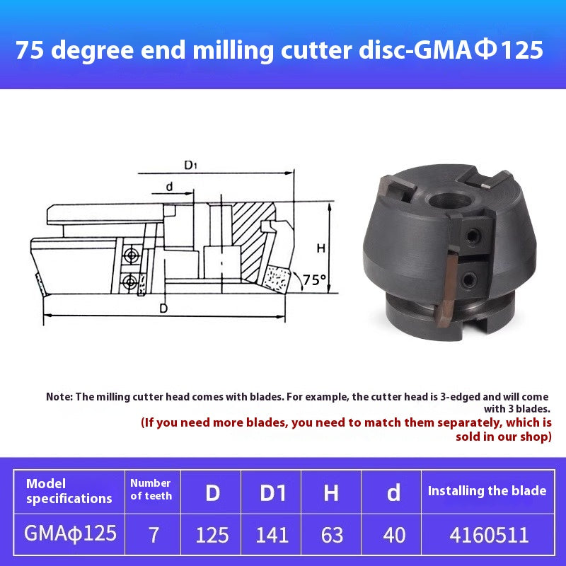 6024 75 Degree Milling Cutter Block Face Heavy Duty Boring Machine Milling Machine Roughing 80 100 Indexable Cutter Pad Type Cutter Block GMA63 Shandong Denso Pricision Tools Co.,Ltd.